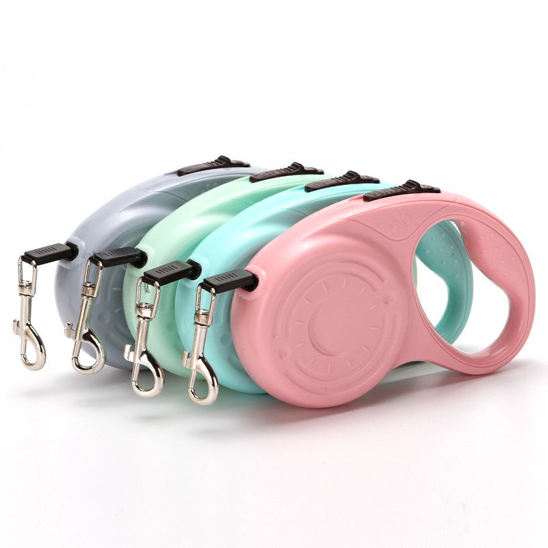 Automatic retractable dog leash with brake and lock