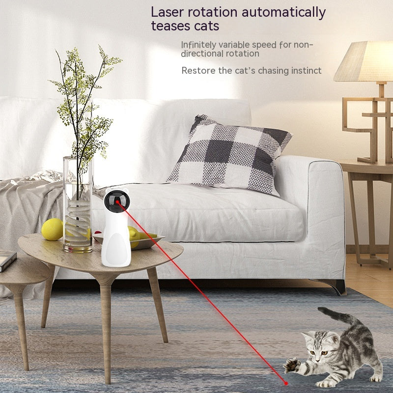 Automatic interactive LED laser cat toy in white