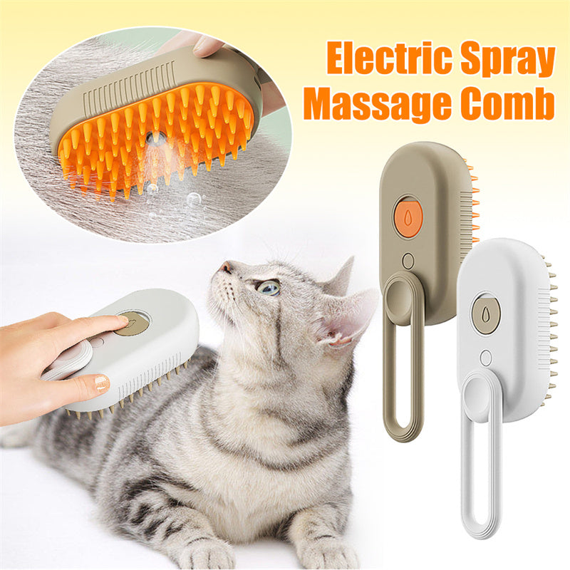 3-in-1 steam spray grooming brush for cats and dogs