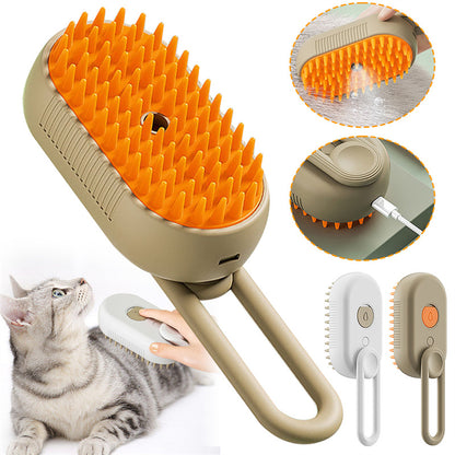 3-in-1 steam spray grooming brush for cats and dogs