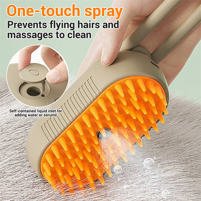 3-in-1 steam spray grooming brush for cats and dogs
