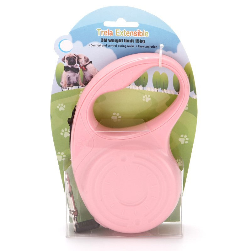 Automatic retractable dog leash with brake and lock