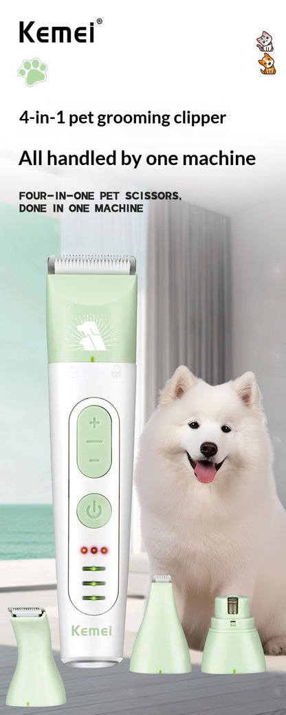 4-in-1 cordless pet grooming kit with trimmer and nail grinder