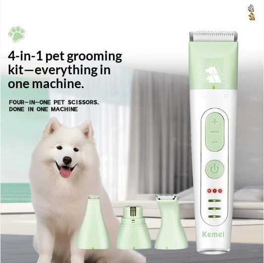 4-in-1 cordless pet grooming kit with trimmer and nail grinder