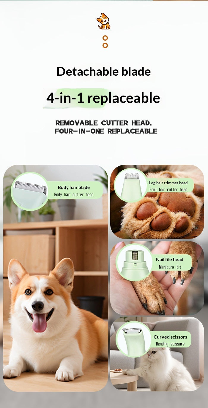 4-in-1 cordless pet grooming kit with trimmer and nail grinder