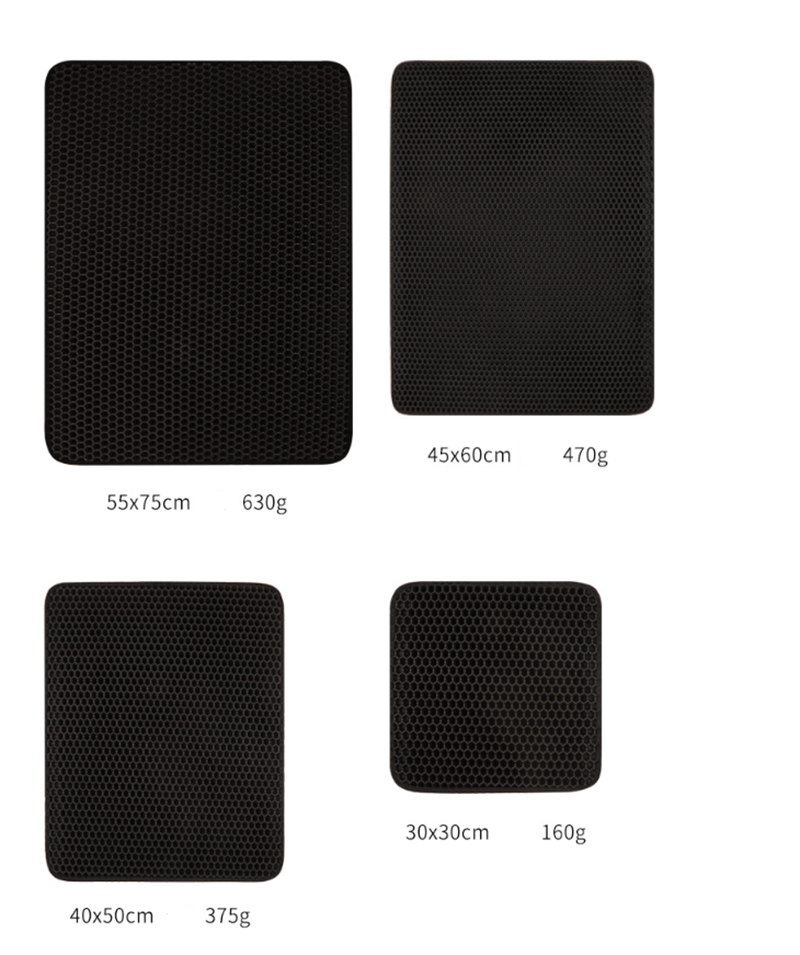 Black honeycomb cat litter trapping mat